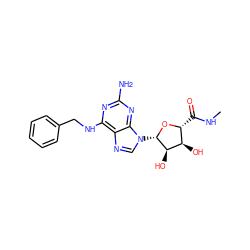 CNC(=O)[C@H]1O[C@@H](n2cnc3c(NCc4ccccc4)nc(N)nc32)[C@H](O)[C@@H]1O ZINC000103299034