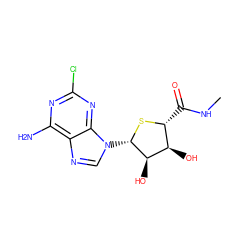 CNC(=O)[C@H]1S[C@@H](n2cnc3c(N)nc(Cl)nc32)[C@H](O)[C@@H]1O ZINC000013525775