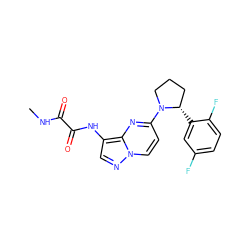 CNC(=O)C(=O)Nc1cnn2ccc(N3CCC[C@@H]3c3cc(F)ccc3F)nc12 ZINC000118401218