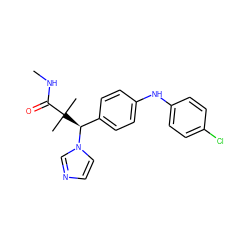 CNC(=O)C(C)(C)[C@@H](c1ccc(Nc2ccc(Cl)cc2)cc1)n1ccnc1 ZINC000095562276