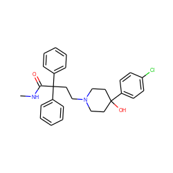 CNC(=O)C(CCN1CCC(O)(c2ccc(Cl)cc2)CC1)(c1ccccc1)c1ccccc1 ZINC000021981239