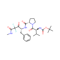 CNC(=O)C(F)(F)C(=O)[C@@H](Cc1ccccc1)NC(=O)[C@@H]1CCCN1C(=O)[C@@H](NC(=O)OC(C)(C)C)C(C)C ZINC000028001371