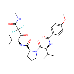 CNC(=O)C(F)(F)C(=O)[C@@H](NC(=O)[C@@H]1CCCN1C(=O)[C@@H](NC(=O)c1ccc(OC)cc1)C(C)C)C(C)C ZINC000026274763