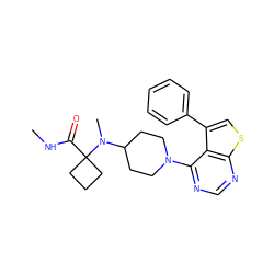 CNC(=O)C1(N(C)C2CCN(c3ncnc4scc(-c5ccccc5)c34)CC2)CCC1 ZINC000146397252