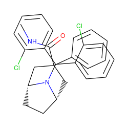 CNC(=O)C1(c2ccccc2)C[C@@H]2CC[C@H](C1)N2C(c1ccccc1Cl)c1ccccc1Cl ZINC000040878256