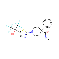 CNC(=O)C1(c2ccccc2)CCN(c2ncc(C(O)(C(F)(F)F)C(F)(F)F)s2)CC1 ZINC000064548555