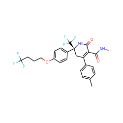 CNC(=O)C1=C(c2ccc(C)cc2)C[C@@](c2ccc(OCCCC(F)(F)F)cc2)(C(F)(F)F)NC1=O ZINC001772616516