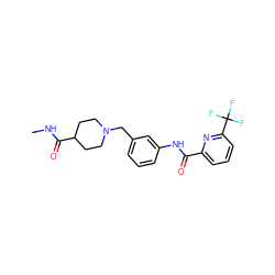 CNC(=O)C1CCN(Cc2cccc(NC(=O)c3cccc(C(F)(F)F)n3)c2)CC1 ZINC001772638132