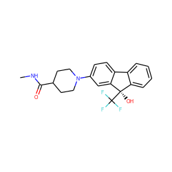 CNC(=O)C1CCN(c2ccc3c(c2)[C@](O)(C(F)(F)F)c2ccccc2-3)CC1 ZINC000143330681