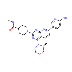 CNC(=O)C1CCN(c2nc(N3CCOC[C@@H]3C)c3ccc(-c4ccc(N)nc4)nc3n2)CC1 ZINC000143393178