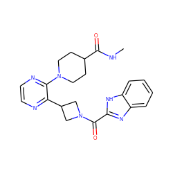 CNC(=O)C1CCN(c2nccnc2C2CN(C(=O)c3nc4ccccc4[nH]3)C2)CC1 ZINC000140128756