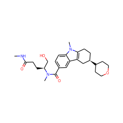 CNC(=O)CC[C@@H](CO)N(C)C(=O)c1ccc2c(c1)c1c(n2C)CC[C@@H](C2CCOCC2)C1 ZINC000084671252