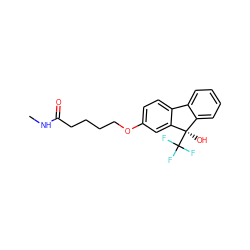 CNC(=O)CCCCOc1ccc2c(c1)[C@](O)(C(F)(F)F)c1ccccc1-2 ZINC000143331992