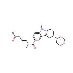 CNC(=O)CCCN(C)C(=O)c1ccc2c(c1)c1c(n2C)CC[C@H](C2CCOCC2)C1 ZINC000059051410