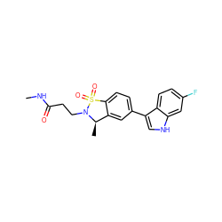 CNC(=O)CCN1[C@H](C)c2cc(-c3c[nH]c4cc(F)ccc34)ccc2S1(=O)=O ZINC001772631103