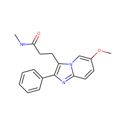 CNC(=O)CCc1c(-c2ccccc2)nc2ccc(OC)cn12 ZINC000038213861