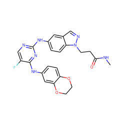 CNC(=O)CCn1ncc2cc(Nc3ncc(F)c(Nc4ccc5c(c4)OCCO5)n3)ccc21 ZINC000038269740