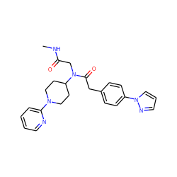 CNC(=O)CN(C(=O)Cc1ccc(-n2cccn2)cc1)C1CCN(c2ccccn2)CC1 ZINC000584905575