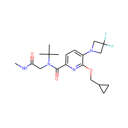 CNC(=O)CN(C(=O)c1ccc(N2CC(F)(F)C2)c(OCC2CC2)n1)C(C)(C)C ZINC000146469738