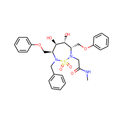 CNC(=O)CN1[C@@H](COc2ccccc2)[C@@H](O)[C@H](O)[C@H](COc2ccccc2)N(Cc2ccccc2)S1(=O)=O ZINC000029411955