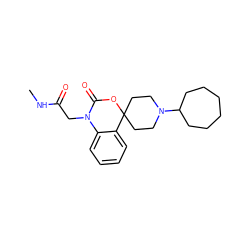 CNC(=O)CN1C(=O)OC2(CCN(C3CCCCCC3)CC2)c2ccccc21 ZINC000049045351