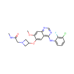 CNC(=O)CN1CC(Oc2cc3c(Nc4cccc(Cl)c4F)ncnc3cc2OC)C1 ZINC000096911238