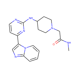 CNC(=O)CN1CCC(Nc2nccc(-c3cnc4ccccn34)n2)CC1 ZINC000016052751