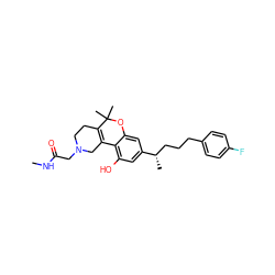 CNC(=O)CN1CCC2=C(C1)c1c(O)cc([C@@H](C)CCCc3ccc(F)cc3)cc1OC2(C)C ZINC000013455588