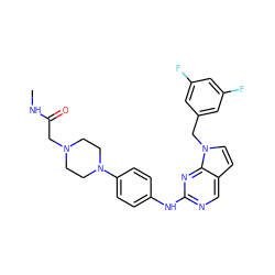 CNC(=O)CN1CCN(c2ccc(Nc3ncc4ccn(Cc5cc(F)cc(F)c5)c4n3)cc2)CC1 ZINC000053213715