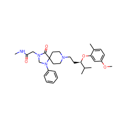 CNC(=O)CN1CN(c2ccccc2)C2(CCN(CC[C@@H](Oc3cc(OC)ccc3C)C(C)C)CC2)C1=O ZINC000028875048