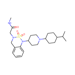 CNC(=O)CN1Cc2ccccc2N(C2CCN(C3CCC(C(C)C)CC3)CC2)S1(=O)=O ZINC000049033232