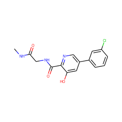 CNC(=O)CNC(=O)c1ncc(-c2cccc(Cl)c2)cc1O ZINC000117533793