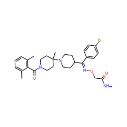 CNC(=O)CO/N=C(\c1ccc(Br)cc1)C1CCN(C2(C)CCN(C(=O)c3c(C)cccc3C)CC2)CC1 ZINC000026842235