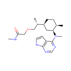 CNC(=O)COC[C@H](C)[C@H]1CC[C@@H](C)[C@@H](N(C)c2ncnc3[nH]ccc23)C1 ZINC000066251532