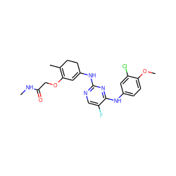 CNC(=O)COC1=C(C)CCC(Nc2ncc(F)c(Nc3ccc(OC)c(Cl)c3)n2)=C1 ZINC001772633693