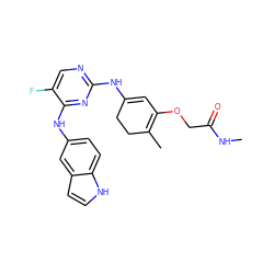 CNC(=O)COC1=C(C)CCC(Nc2ncc(F)c(Nc3ccc4[nH]ccc4c3)n2)=C1 ZINC001772625716