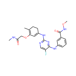 CNC(=O)COC1=C(C)CCC(Nc2ncc(F)c(Nc3cccc(C(=O)NOC)c3)n2)=C1 ZINC001772638895