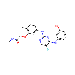 CNC(=O)COC1=C(C)CCC(Nc2ncc(F)c(Nc3cccc(O)c3)n2)=C1 ZINC001772651915