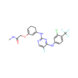 CNC(=O)COC1=CCCC(Nc2ncc(F)c(Nc3ccc(C(F)(F)F)c(Cl)c3)n2)=C1 ZINC001772625829