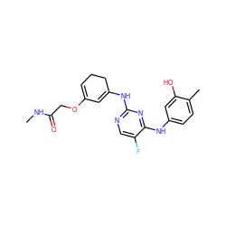 CNC(=O)COC1=CCCC(Nc2ncc(F)c(Nc3ccc(C)c(O)c3)n2)=C1 ZINC001772589796