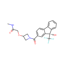 CNC(=O)COC1CN(C(=O)c2ccc3c(c2)[C@](O)(C(F)(F)F)c2ccccc2-3)C1 ZINC000143406600