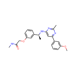 CNC(=O)COc1cccc([C@H](C)Nc2cc(-c3cccc(OC)c3)nc(C)n2)c1 ZINC000205833177