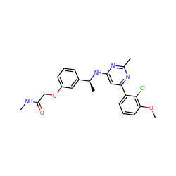 CNC(=O)COc1cccc([C@H](C)Nc2cc(-c3cccc(OC)c3Cl)nc(C)n2)c1 ZINC000205825378