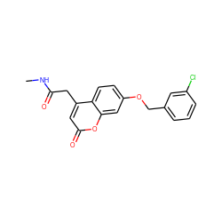 CNC(=O)Cc1cc(=O)oc2cc(OCc3cccc(Cl)c3)ccc12 ZINC000036518288