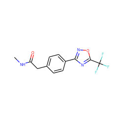 CNC(=O)Cc1ccc(-c2noc(C(F)(F)F)n2)cc1 ZINC000142876373