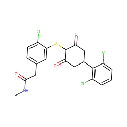 CNC(=O)Cc1ccc(Cl)c(SC2C(=O)CC(c3c(Cl)cccc3Cl)CC2=O)c1 ZINC000473125504