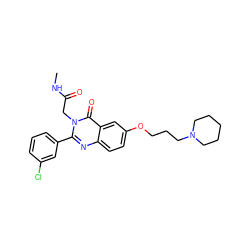 CNC(=O)Cn1c(-c2cccc(Cl)c2)nc2ccc(OCCCN3CCCCC3)cc2c1=O ZINC000066074429