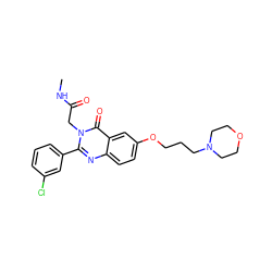 CNC(=O)Cn1c(-c2cccc(Cl)c2)nc2ccc(OCCCN3CCOCC3)cc2c1=O ZINC000066078124