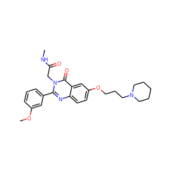 CNC(=O)Cn1c(-c2cccc(OC)c2)nc2ccc(OCCCN3CCCCC3)cc2c1=O ZINC000066074428