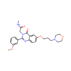 CNC(=O)Cn1c(-c2cccc(OC)c2)nc2ccc(OCCCN3CCOCC3)cc2c1=O ZINC000066078121